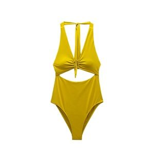 Zara limited edition halter neck swimsuit with metal piece